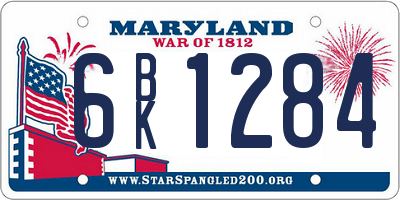MD license plate 6BK1284