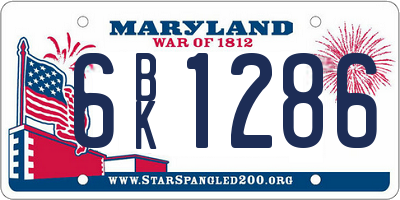 MD license plate 6BK1286
