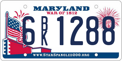 MD license plate 6BK1288