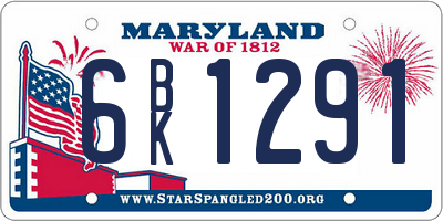 MD license plate 6BK1291