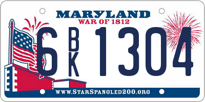 MD license plate 6BK1304