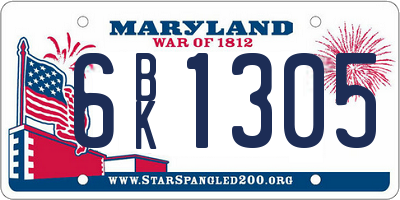 MD license plate 6BK1305