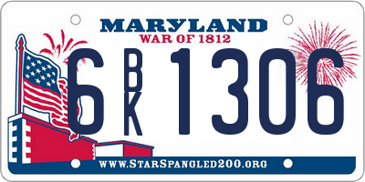 MD license plate 6BK1306