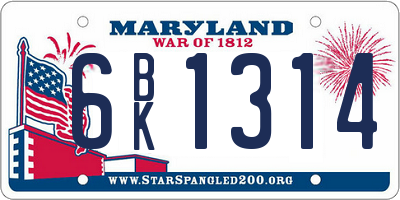 MD license plate 6BK1314