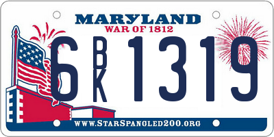 MD license plate 6BK1319