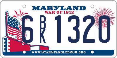 MD license plate 6BK1320