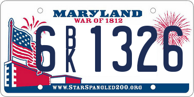 MD license plate 6BK1326