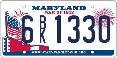 MD license plate 6BK1330