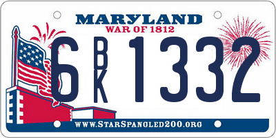MD license plate 6BK1332