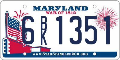 MD license plate 6BK1351