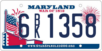 MD license plate 6BK1358
