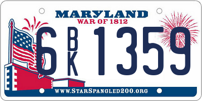 MD license plate 6BK1359