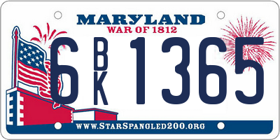MD license plate 6BK1365