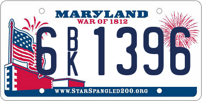 MD license plate 6BK1396