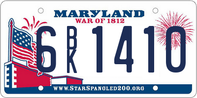 MD license plate 6BK1410