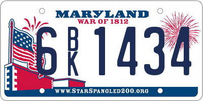 MD license plate 6BK1434