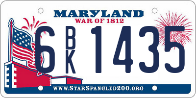 MD license plate 6BK1435