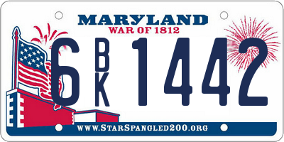 MD license plate 6BK1442