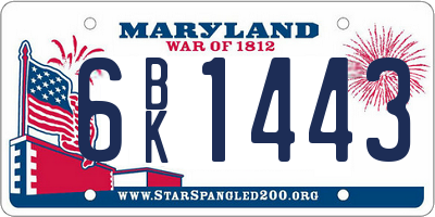 MD license plate 6BK1443