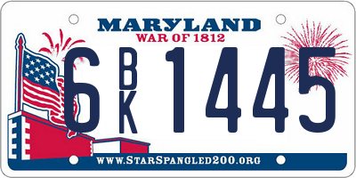 MD license plate 6BK1445