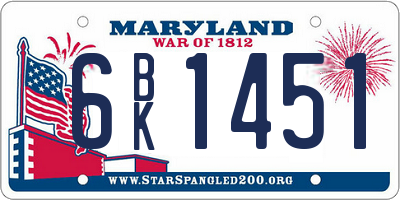 MD license plate 6BK1451