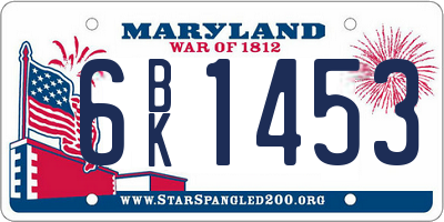 MD license plate 6BK1453