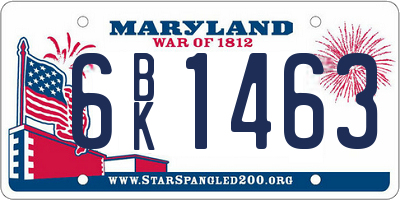 MD license plate 6BK1463