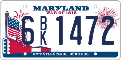 MD license plate 6BK1472