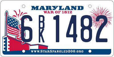 MD license plate 6BK1482