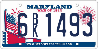 MD license plate 6BK1493