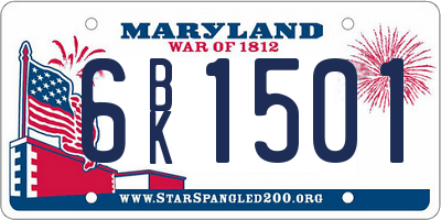 MD license plate 6BK1501