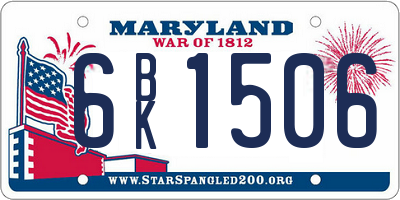 MD license plate 6BK1506