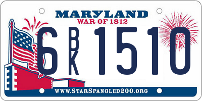 MD license plate 6BK1510