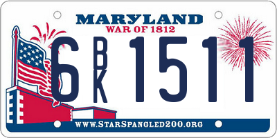 MD license plate 6BK1511