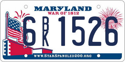 MD license plate 6BK1526