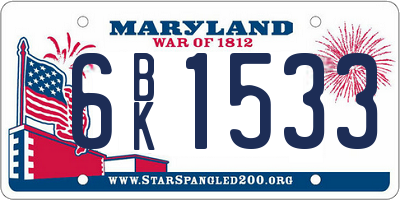 MD license plate 6BK1533