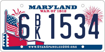 MD license plate 6BK1534
