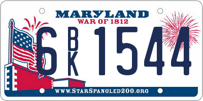 MD license plate 6BK1544