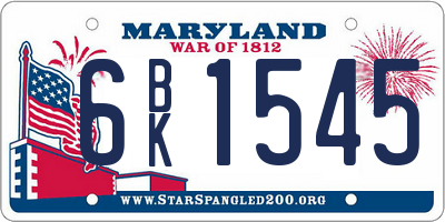 MD license plate 6BK1545
