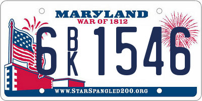 MD license plate 6BK1546