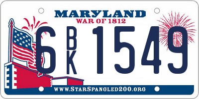 MD license plate 6BK1549