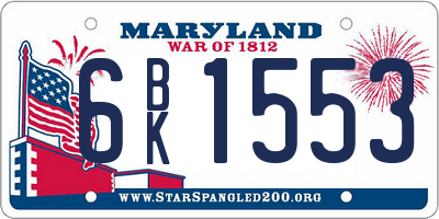 MD license plate 6BK1553