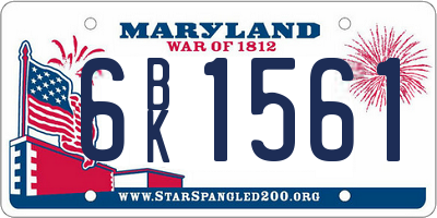 MD license plate 6BK1561