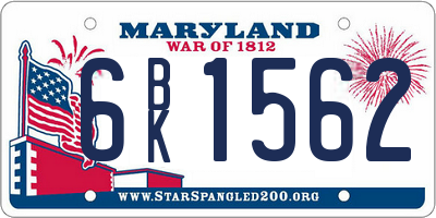 MD license plate 6BK1562