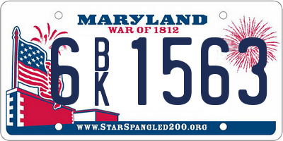 MD license plate 6BK1563