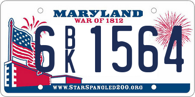 MD license plate 6BK1564