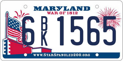 MD license plate 6BK1565