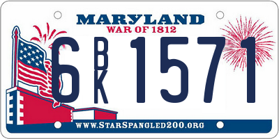 MD license plate 6BK1571
