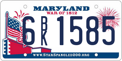 MD license plate 6BK1585