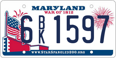MD license plate 6BK1597